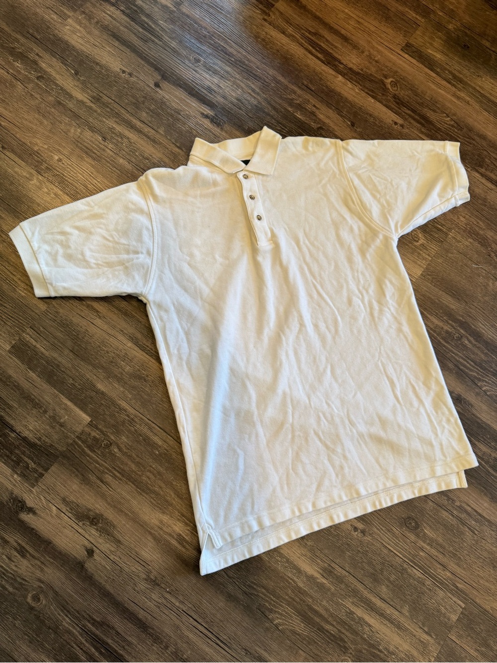 Hill & Archer Men's White Solid Polo Shirt M Short Sleeve Cotton Collared Button